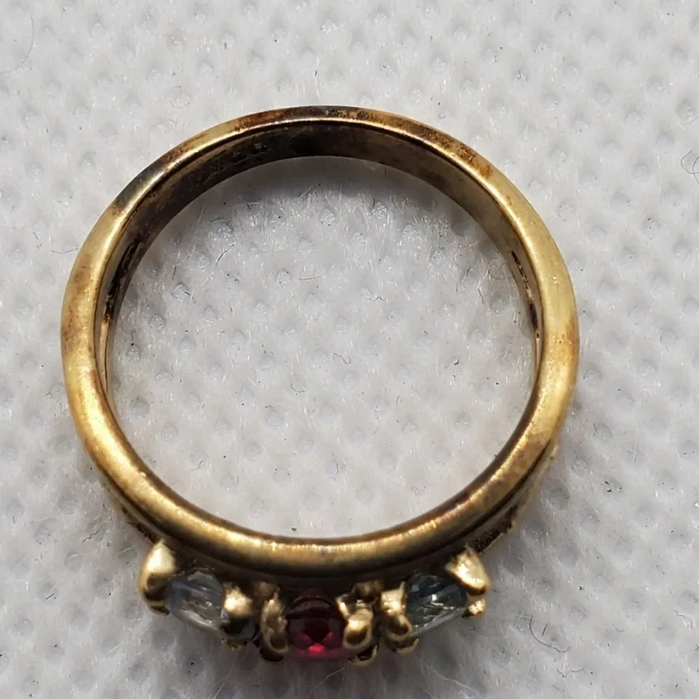 Sterling Silver Gold Plated, Spinel & Aquamarine Ring